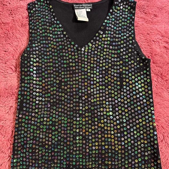 Vintage black sequin tank top - Picture 4 of 7